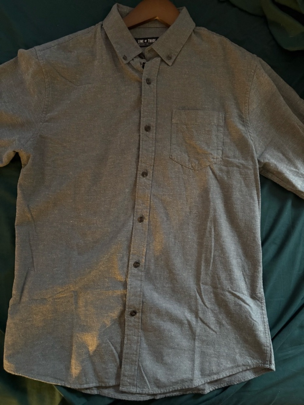Line of Trade Men’s Gray Frank Shirt in Steel Jaspe Check Size M EUC